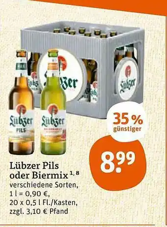 tegut Lübzer Pils Oder Biermix Angebot