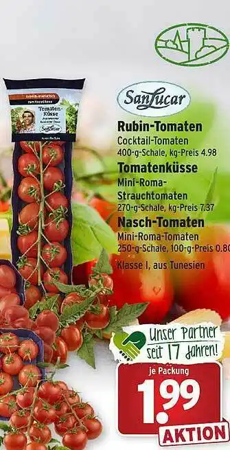 Wasgau Sanlucar Rubin-tomaten, Tomatenküsse, Nasch-tomaten Angebot