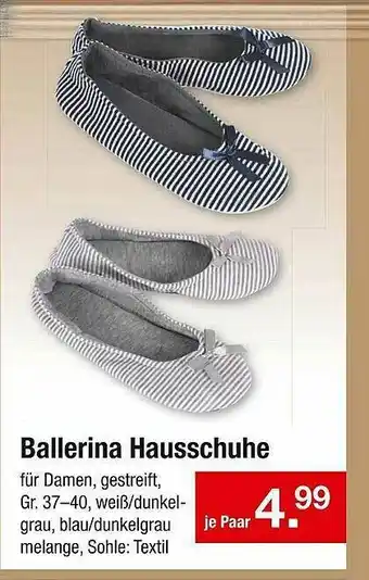 Zimmermann Ballerina Hausschuhe Angebot