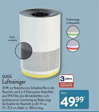 Aldi Nord Quigg Luftreiniger Angebot