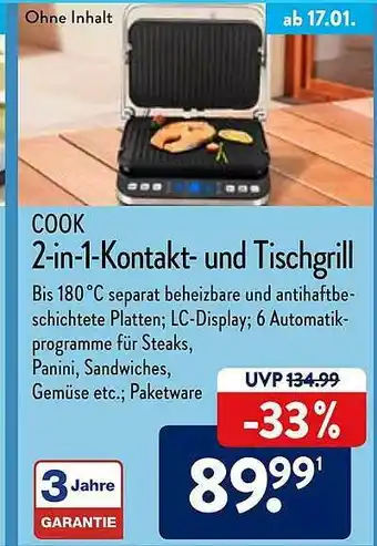 Aldi Nord Cook 2in1-kontakt- Und Tischgrill Angebot