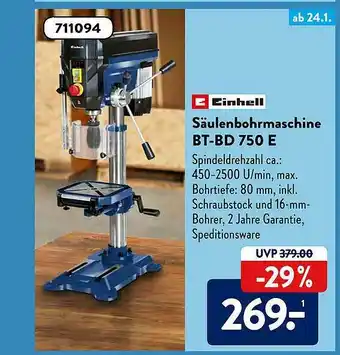 Aldi Süd Einhell Säulenbohrmaschine Bt-bd 750 E Angebot