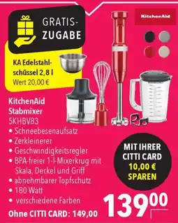 CITTI Markt KitchenAid Stabmixer 5KHBV83 Angebot