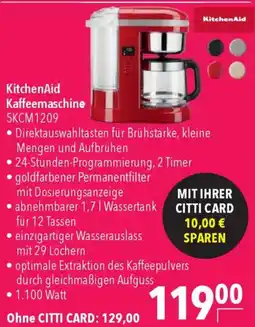 CITTI Markt KitchenAid Kaffeemaschine 5KCM1209 Angebot