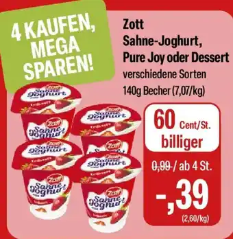 Feneberg Zott Sahne-Joghurt, Pure Joy oder Dessert Angebot