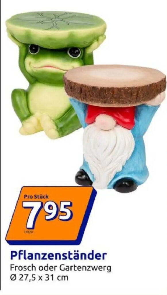 Pflanzenständer Frosch oder Gartenzwerg Ø 27,5 x 31 cm Angebot bei Action