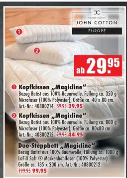 Möbel Mahler John cotton kopfkissen 'magicline' 40 x 80 cm Angebot