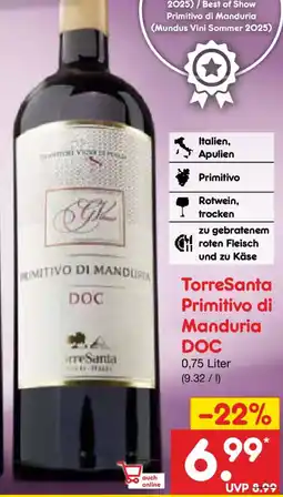 Netto Marken-Discount TorreSanta Primitivo di Manduria DOC Angebot