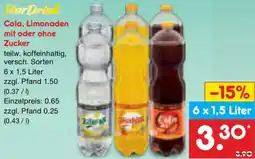 Netto Marken-Discount StarDrink Cola, Limonaden mit oder ohne Zucker Angebot