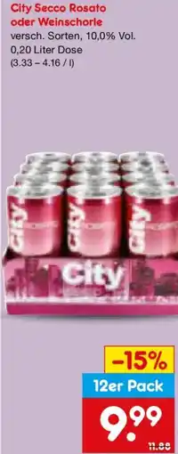 Netto Marken-Discount City Secco Rosato oder Weinschorle Angebot