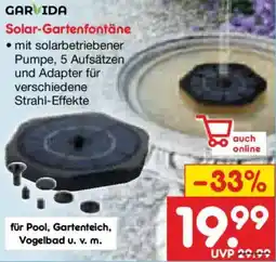 Netto Marken-Discount GARVIDA Solar-Gartenfontäne Angebot
