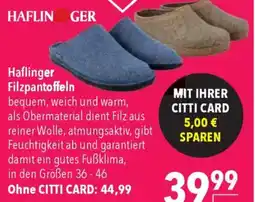 CITTI Markt HAFLINGER Filzpantoffeln Angebot