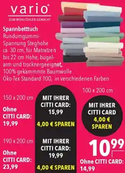 CITTI Markt vario Spannbetttuch 100*200 Angebot