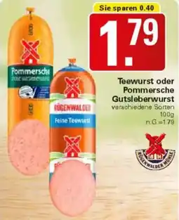 WEZ Teewurst oder Pommersche Gutsleberwurst Angebot
