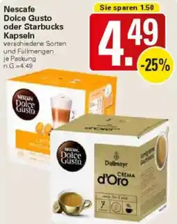 WEZ Nescafe Dolce Gusto oder Starbucks Kapseln Angebot