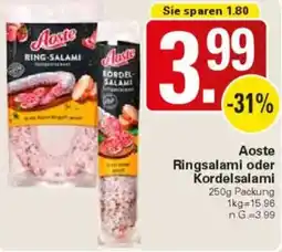 WEZ Aoste Ringsalami oder Kordelsalami Angebot