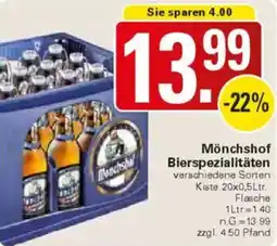WEZ Mönchshof Bierspezialitäten Angebot