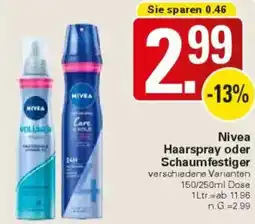 WEZ Nivea Haarspray oder Schaumfestiger Angebot