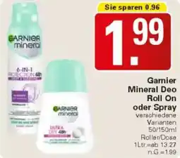 WEZ Garnier Mineral Deo Roll On oder Spray Angebot