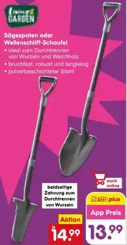 Netto Marken-Discount Livings GARDEN Sägespaten oder Wellenschliff-Schaufel Angebot