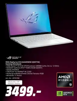 MediaMarkt ROG Zephyrus G14 (GA403WW-QS071W) Gaming Notebook Angebot