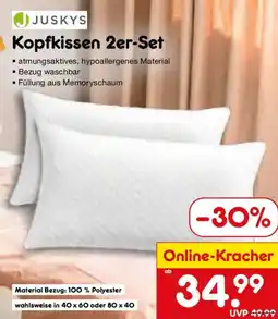 Netto Marken-Discount JUSKYS Kopfkissen 2er-Set Angebot