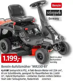 Bauhaus scheppach Benzin-Aufsitzmäher 'MR230-61' Angebot