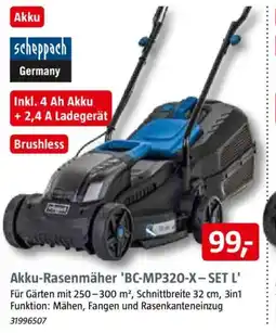 Bauhaus scheppach Akku-Rasenmäher 'BC-MP320-X-SET L' Angebot