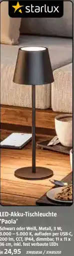 Bauhaus starlux LED-Akku-Tischleuchte 'Paola' Angebot
