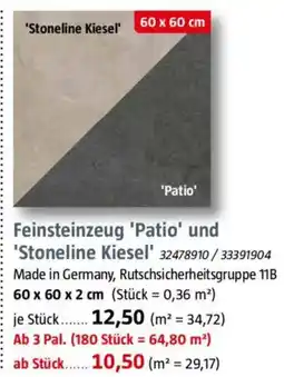Bauhaus Feinsteinzeug 'Patio' und 'Stoneline Kiesel' Angebot