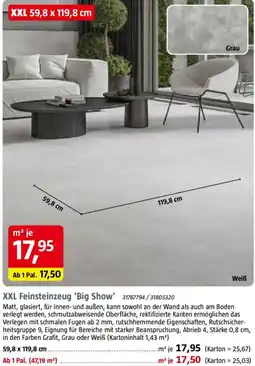 Bauhaus XXL Feinsteinzeug 'Big Show' Angebot