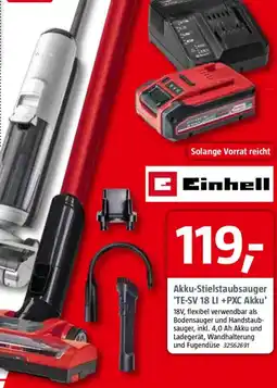 Bauhaus Einhell Akku-Stielstaubsauger 'TE-SV 18 LI +PXC Akku' Angebot