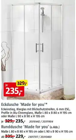 Bauhaus Eckdusche 'Made for you Angebot