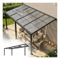 Netto Marken-Discount Juskys Terrassendach Jakarta 7x3 m - Schiebedach, Alu mit Doppelstegplatten, wetterfest, UV-Schutz Angebot