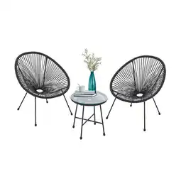 Netto Marken-Discount Juskys Balkonmöbel Set Ostana 3-teilig mit Tisch & 2 Sesseln - stilvolles Gartenmöbel Schwarz Angebot
