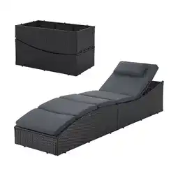 Netto Marken-Discount Juskys Sonnenliege Lamia klappbar - Polyrattan Gartenliege mit Auflage - Outdoor Liege Schwarz Angebot
