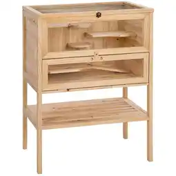 Netto Marken-Discount tectake Kleintierkäfig, aus Holz, aufklappbares Dachgitter, 60 x 40 x 80 cm Angebot
