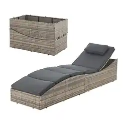 Netto Marken-Discount Juskys Sonnenliege Lamia klappbar - Polyrattan Gartenliege mit Auflage - Outdoor Liege Grau-meliert Angebot