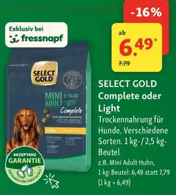 Fressnapf SELECT GOLD Complete oder Light Angebot