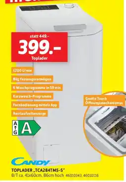 SCONTO Candy TOPLADER „TCA284TM5-S" Angebot