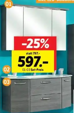 SCONTO Spiegelschrank, Glaswaschtisch, Waschtischunterschrank Set Angebot