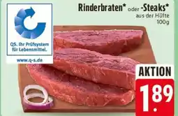 E-Center Rinderbraten oder -Steaks Angebot