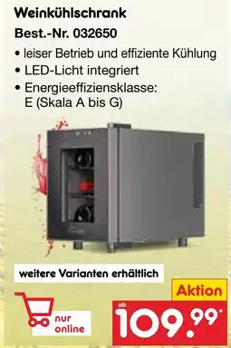 Netto Marken-Discount Weinkühlschrank Best.-Nr. 032650 Angebot