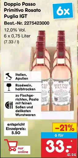 Netto Marken-Discount Primitivo Rosato Doppio Passo Puglia IGT Angebot