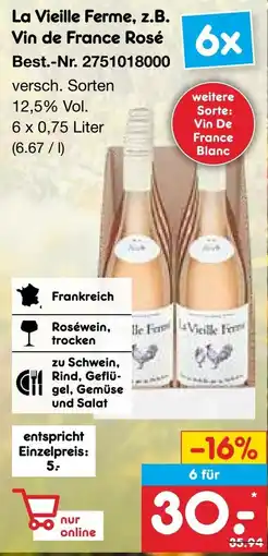 Netto Marken-Discount La Vieille Ferme, z.B. Vin de France Rosé Angebot