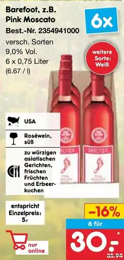 Netto Marken-Discount Barefoot, z.B. Pink Moscato Angebot
