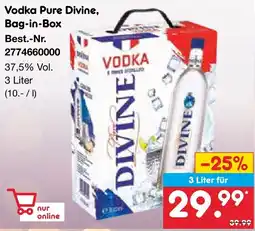 Netto Marken-Discount Vodka Pure Divine, Bag-in-Box Angebot