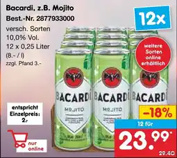Netto Marken-Discount Bacardi, z.B. Mojito Angebot