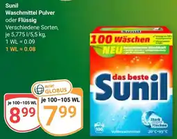 Globus Sunil Waschmittel Pulver oder Flüssig Angebot