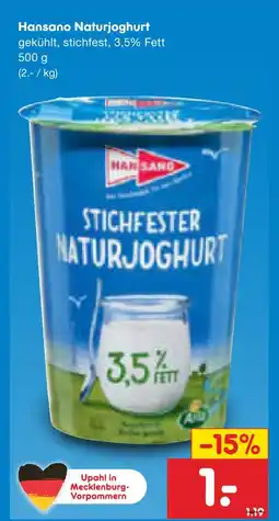 Netto Marken-Discount Hansano naturjoghurt Angebot